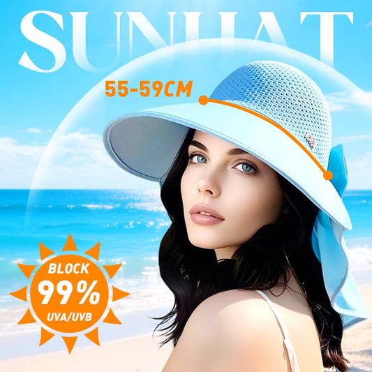 🌞 2025 Sommarens väsentligheter😍 👒 Solhatt med bred kant och avtagbar nackflik