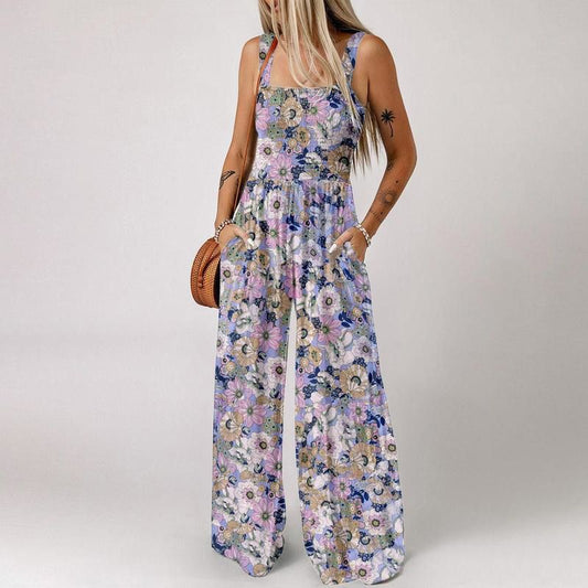 🪻🍀Jumpsuits med ärmlösa överaller med casualtryck för kvinnor