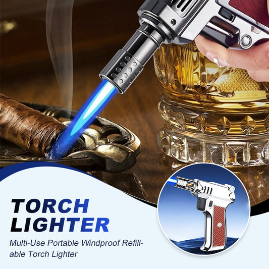 🔥Multifunktionell bärbar vindtät refill ficklampa tändare