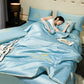 🎁Gör dig redo för sommaren - ❄️ Tvättbar 、 kylning 4-delad säng is-silke linen🛏️