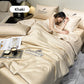 🎁Gör dig redo för sommaren - ❄️ Tvättbar 、 kylning 4-delad säng is-silke linen🛏️