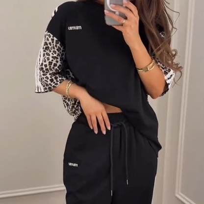 🌺 2025 Nya Arrive - 50% rabatt🌺 Patchwork Sweatshirt med leopardtryck