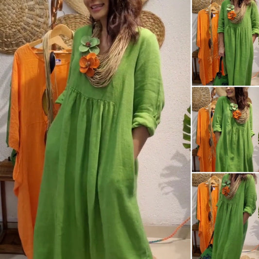 Nya modeller på hyllorna, 50% rabatt under en begränsad tid✨✨ Långärmad linneklänning i Boho-stil för kvinnor